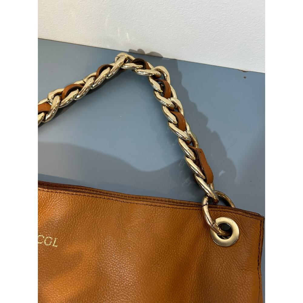 Mark & Graham bag brown leather small initials heavy gold chain soft - Picture 3 of 12